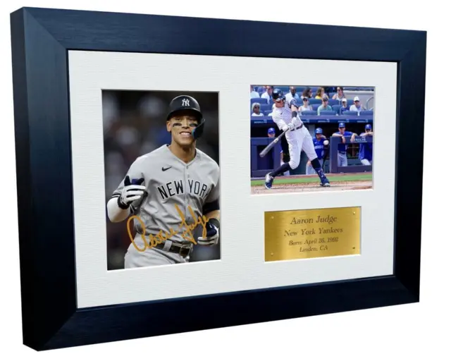 Aaron Judge New York Yankees Baseball handsigniert signiert Bilderrahmen Gold 12x8