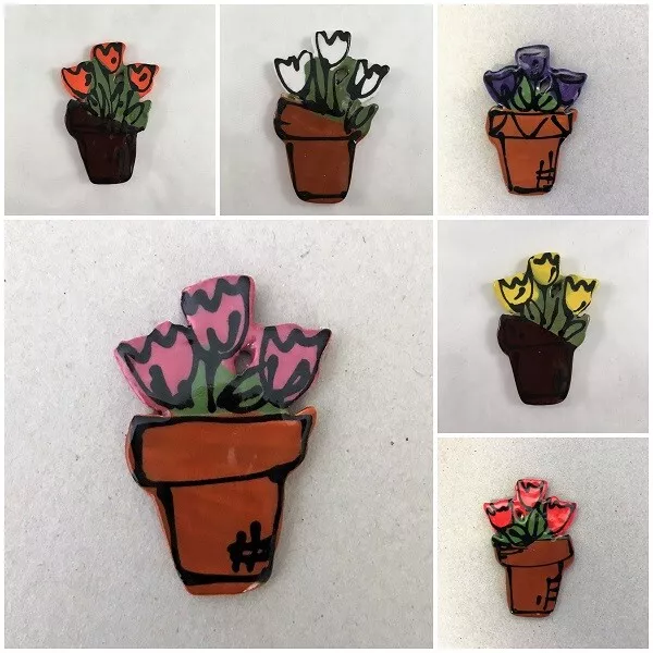 CERAMIC TULIPS IN POT ~ Mosaic Tile, Mosaic Inserts, Art, Craft