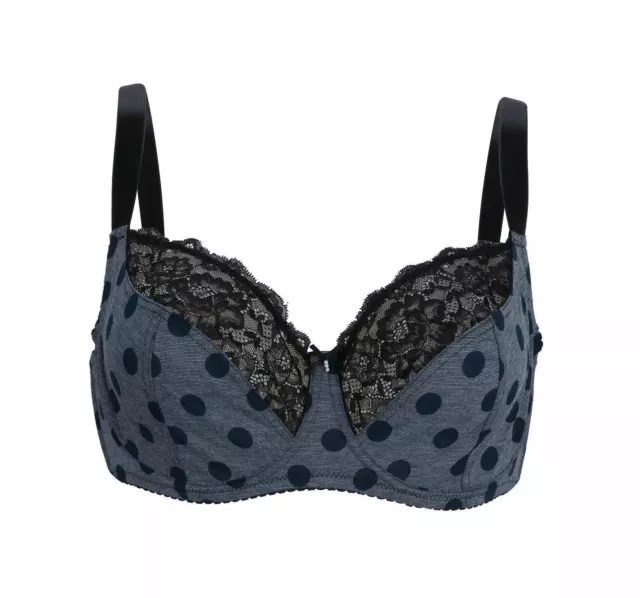 14E Navy Dots Full Cup Balcony Unpadded Underwired Bra SP006 2