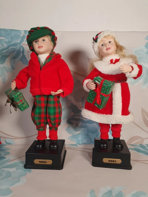 Vintage Weihnachtsfeiertag Kreationen 16"" Musikalischer Junge & Mädchen Caroler