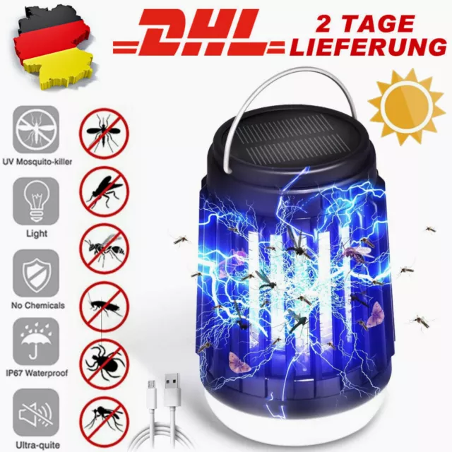 3in1 LED UV Solar Insektenvernichter USB Moskito Lampe Elektrisch Insektenfalle