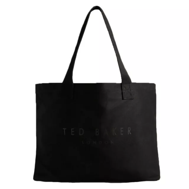 Ted Baker Lukkee Black Branded Logo Cotton Tote Bag