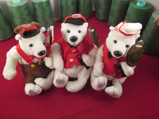 X3 Coca Cola Bean Bag Bears