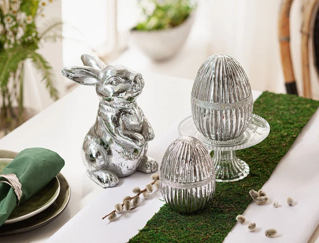 Salvare Set 2x Deko-Hase " Argento " Pasqua Decorazione Tavolo Lepre,Statua