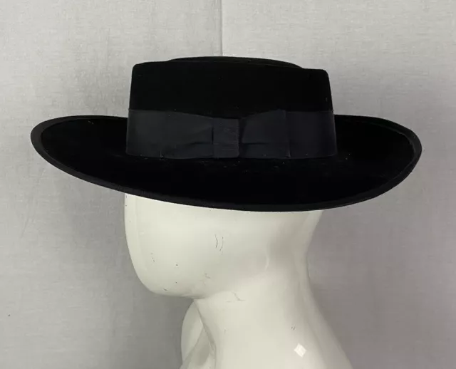 El Pachuco Zoot Suit Tandos Wool Large Brim Black Hat Cap, Size Large