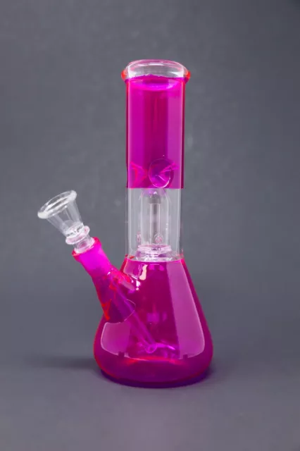 Hookah Water Pipe Glass 8" Pink Single Percolator Beaker Tobacco Bong