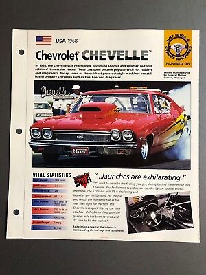 iMP 1968 Chevrolet Camaro Coupe Imp Chaud Voitures Spec Feuille Dossier Brochure 