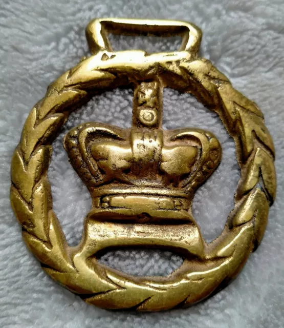 Vintage / antique? horse brass Crown with laurel leaf wreath 