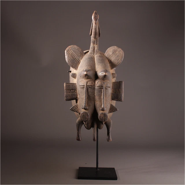 12715 Senufo Kepelie Mask Poro Iconic Ivory Coast Metalldisplay Includes