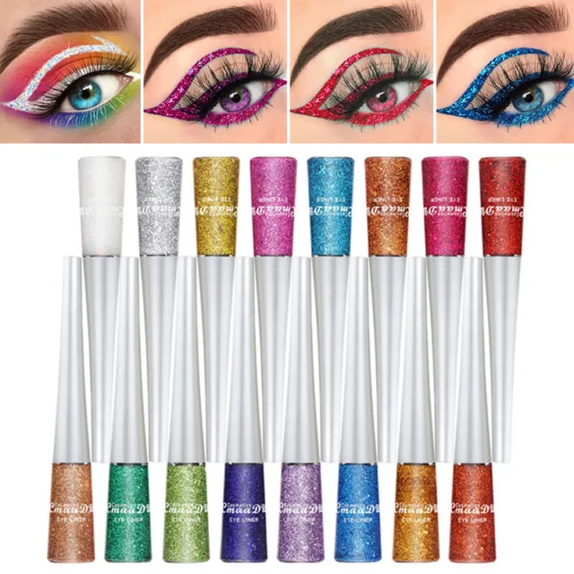 Multiple Colorful Glitter Eye Shadow Eyeliner Liner Pencil Lip Makeup Cosmetic
