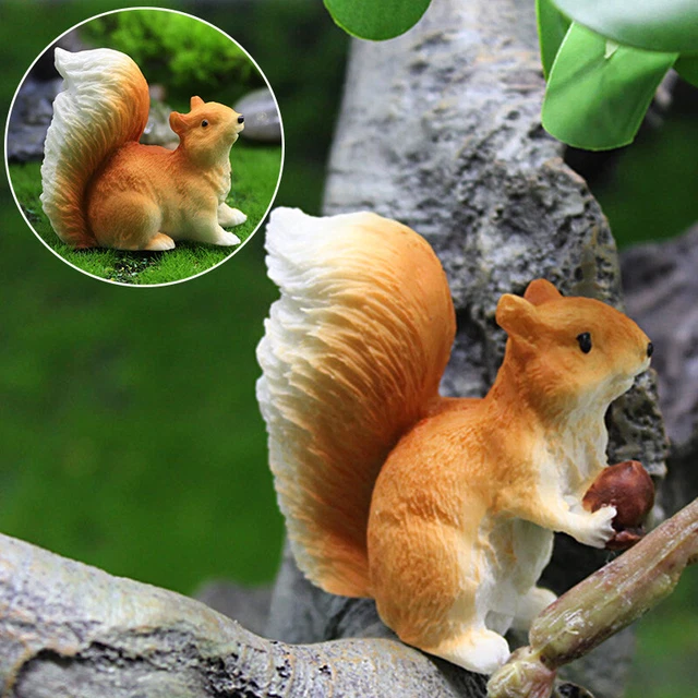 1 Stck. Harz Mini Eichhörnchen Figur Miniatur Tier Ornament Mikro Landschaft