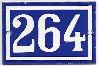Old blue French house number 264 door gate plate plaque enamel steel metal sign