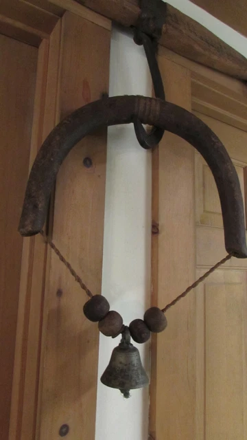 Burmese Water Oxen Bell Wood Frame Brass Bell with Ringer 16” Long 13 ½” Wide