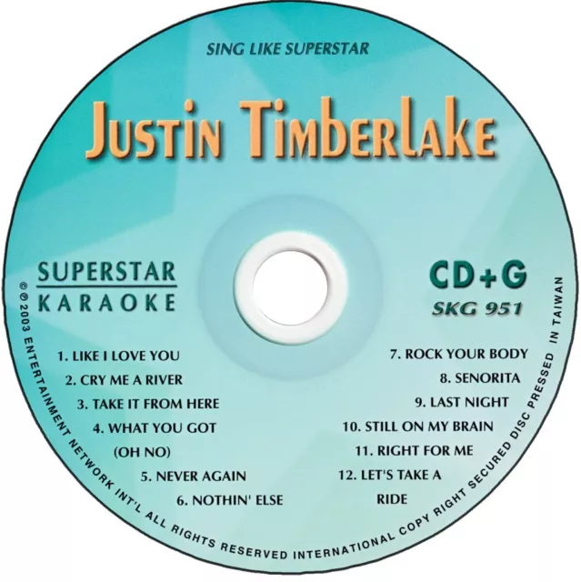 JUSTIN TIMBERLAKE Karaoke SKG-951 SuperStar CDG 12 HITS