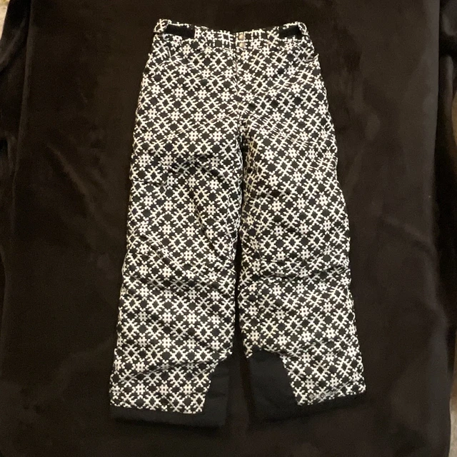 Columbia Bugaboo Omni-Heat Black White Snow Ski pants Print Girls Sz M Outgrown