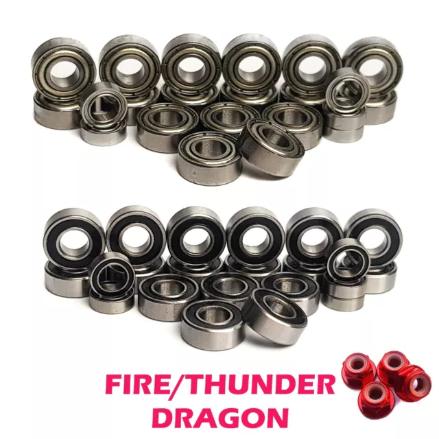 Bearing Set for TAMIYA FIRE THUNDER DRAGON 22 COMPLETE RUBBER/METAL WHEEL NUTS