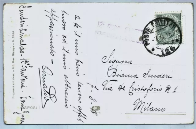 MA21 Cartolina con bimbi A. BERTIGLIA "SPOSI" - FP VG 1918 Visto per Censura 2