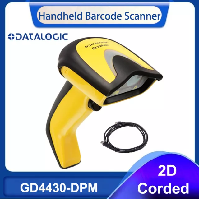 Datalogic Gryphon GD4430-DPM Laser 2D Handheld Barcode Scanner with USB Cable