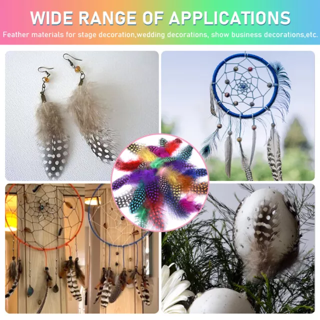 DIY Craft Soft Card Decoration Natural Plume Colorful Feather Guinea Fowl