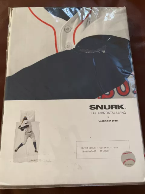 NEW SNURK MLB Boston Red Sox Baseball Twin Duvet Cover Pillowcase Bedding Set