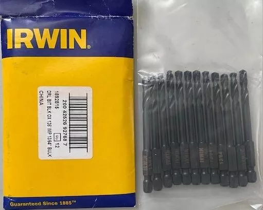 Irwin 1892815 13/64" Turbomax Black Oxide Drill Bits 1/4" Hex Shank 12pcs.