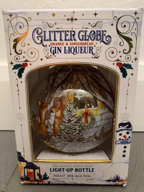 Light Up Bottle - Gin Liqueur Orange & Gingerbread Christmas Snow Globe Bottle