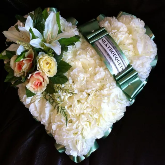 Heart Artificial Silk Funeral Flower Memorial Tribute Wreath Lily Rose Mum Nan