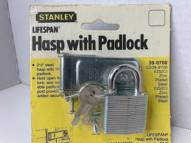 Stanley Lifespan 2 1/2" Hasp with Padlock Zinc Plated Steel 39-9700 NOS FR SHP