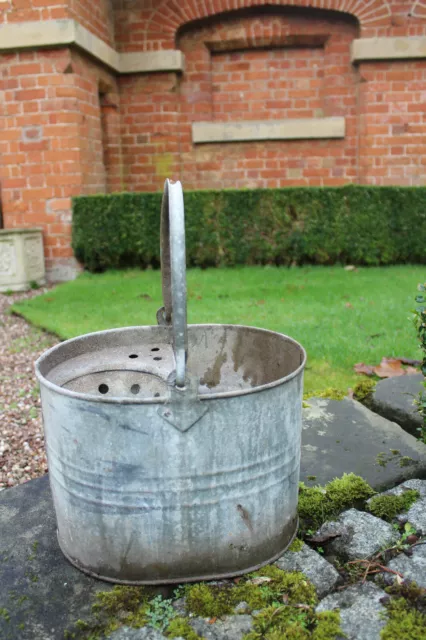 COUNTRY HOUSE SALE Antique,Vintage Retro Galvanized Mop Bucket,Plant Pot,Planter