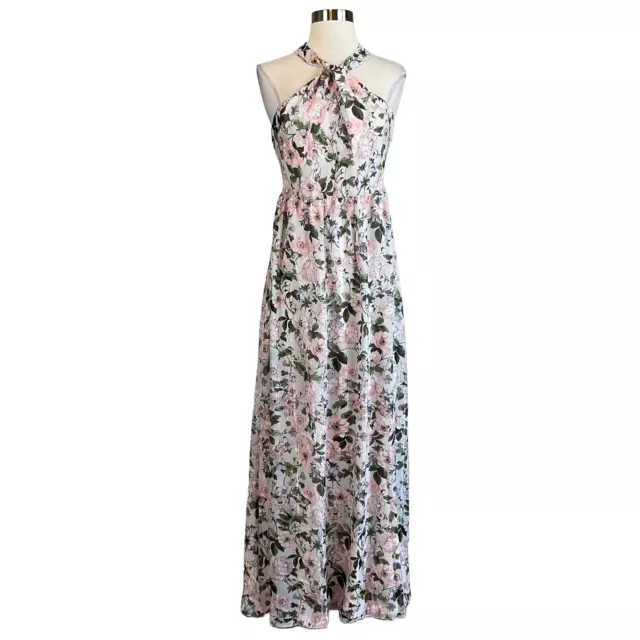 Laundry by Shelli Segal Women's Maxi Dress Pink Floral Print Halter Size 10