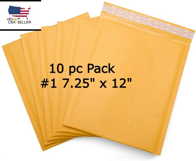 Kraft Paper Bubble Padded Envelopes Mailers 10 Case #1 7.25x12  Shipping USA