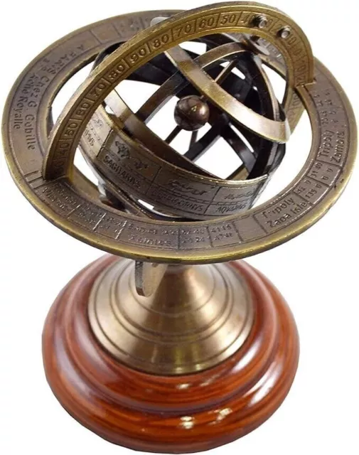 Antique Brass Armillary Sphere Globe 5 Inches