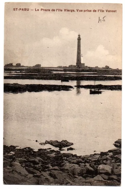 CPA 29 - SAINT PABU (Finistère) Phare de l'Ile Vierge. Vue prise de l'Ile Venost