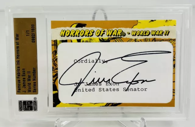 2011 Famous Fabrics Ink Horrors of War WWII 1/1 J. James Exon Auto #982