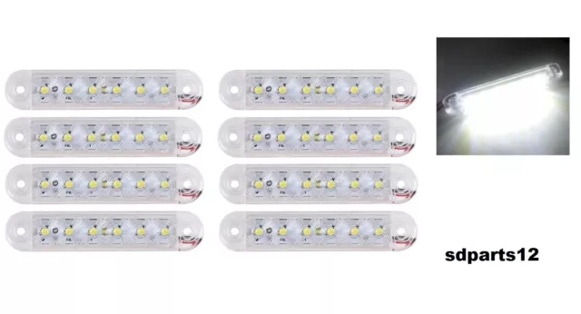 8x 12/24v 6 Led Smd Luci Ingombro Bianco Adatto a Scania Man Camion