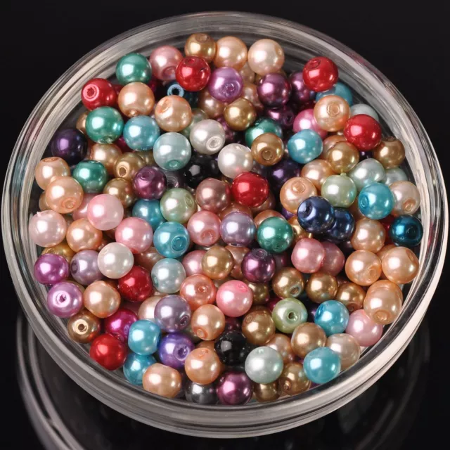 4mm/6mm/8mm Round Pearl Glass DIY Loose Spacer Beads Wholesale Lot