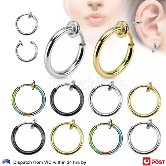 1Pair NonPiercing Earring Fake Septum Hoop Clip on Cartilage Helix Lip Jewellery