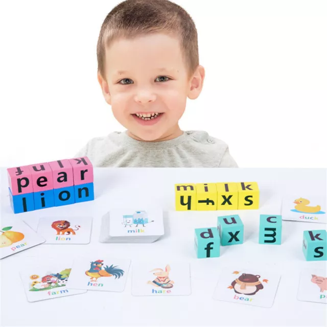 Wooden Learning English Spelling Alphabet Cards Games Early Educational Kid Toy﹤