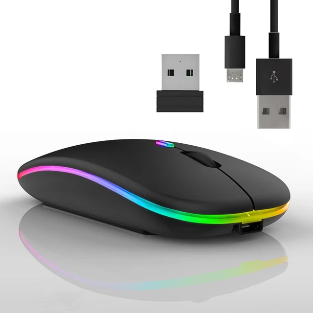 Yindhgdr Mouse fili Bluetooth 5.1 Ricaricabile LED Mouse
