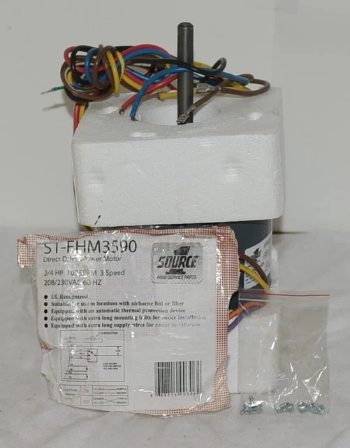 Source 1 FHM3590 Direct Drive Blower Motor 3 Speed 208/230 Voltage