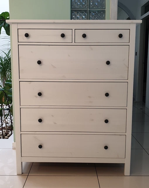 IKEA HEMNES 6 Drawer Dresser WHITE STAIN Tall Chest Drawers Bedroom