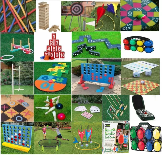 GIANT GARDEN GAMES Outdoor Summer Beach Bbq Kids Fun Games Quoits Jenga ...