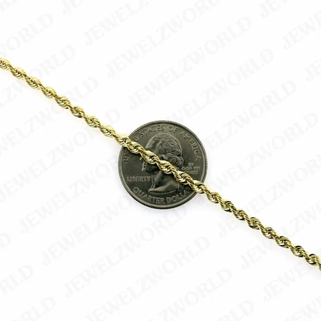 Véritable collier en or jaune 10K chaîne corde en or 2,5 mm 16" 18" 20" 22" 24" 26" 30" 3