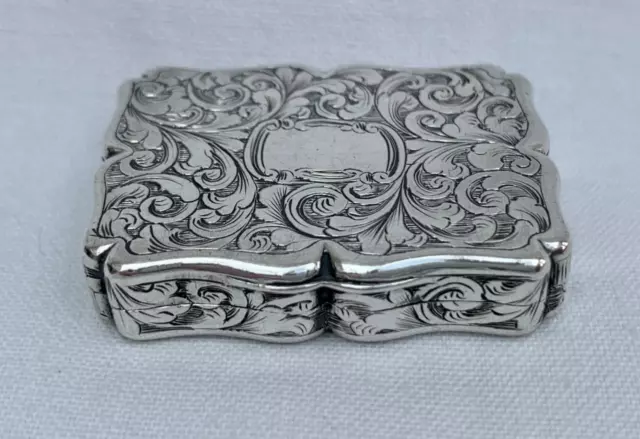 Fine Early Victorian Sterling Silver Rectangular Vinaigrette By Nathaniel Mills.