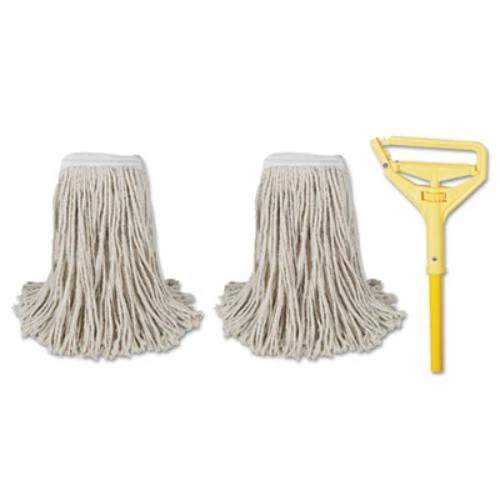 Boardwalk BWK5324C Cut-end Mop Kits, #24, Natural, 60" Metal/plastic Handle,