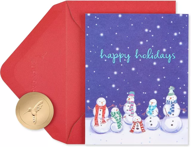 Papyrus Christmas Cards Boxed, Happy Holidays Snowmen - Glitter Free (20-Count)