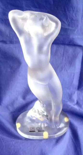 Lalique Nude Dancer Arms Up Clear Satin Frosted Signed 9"  France Label