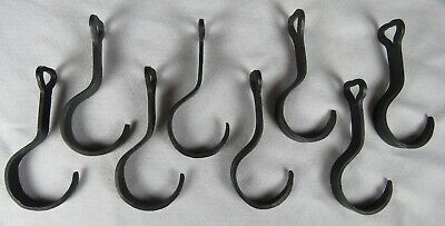 8 Hand Forged Wrought Iron Hooks, 4"