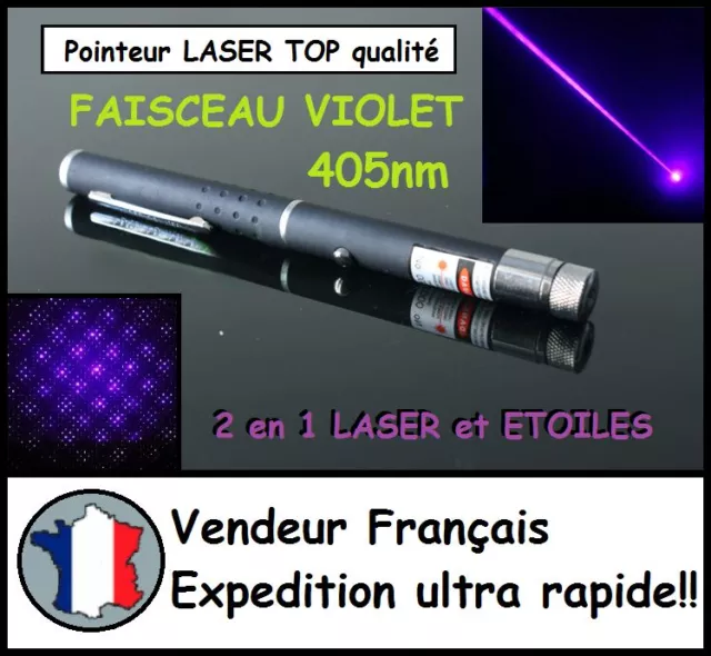 POINTEUR LASER VIOLET BLEU 2 en 1 CLASSE II LAZER POINTER BLUE 1mW ETOILE STAR