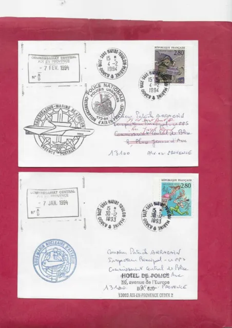 Enveloppes Militaires Sna Nucleaire Perle-Base Sous-Marins Toulon Marine 1993/94